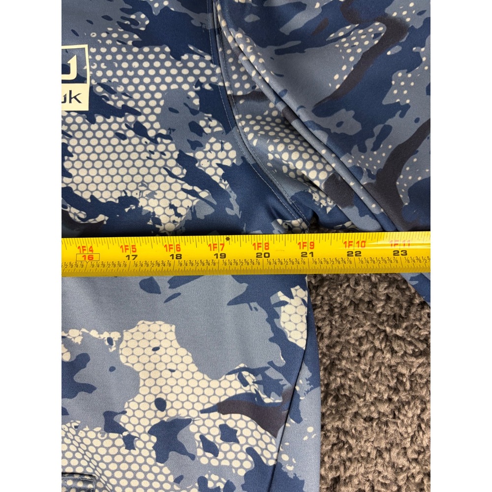 Huk Men Blue Digital Camo Performance Hoodie Pullover Fishing Sweatshirt Medium - Picture 4 of 8
